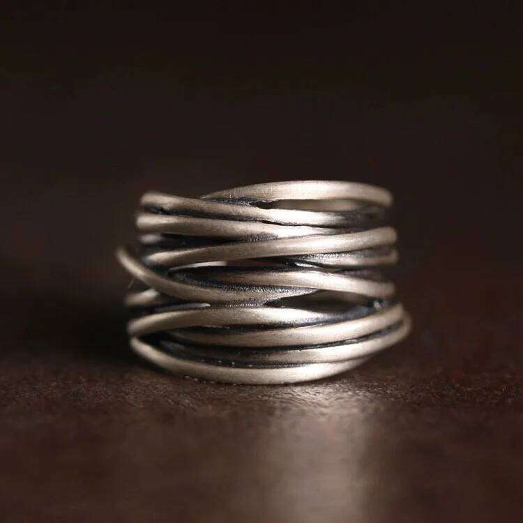 925 Sterling Silver Rings Women Men Fine Jewelry Finger Adjustable Open Retro Interware Ring For Party Birthday Gift H260312