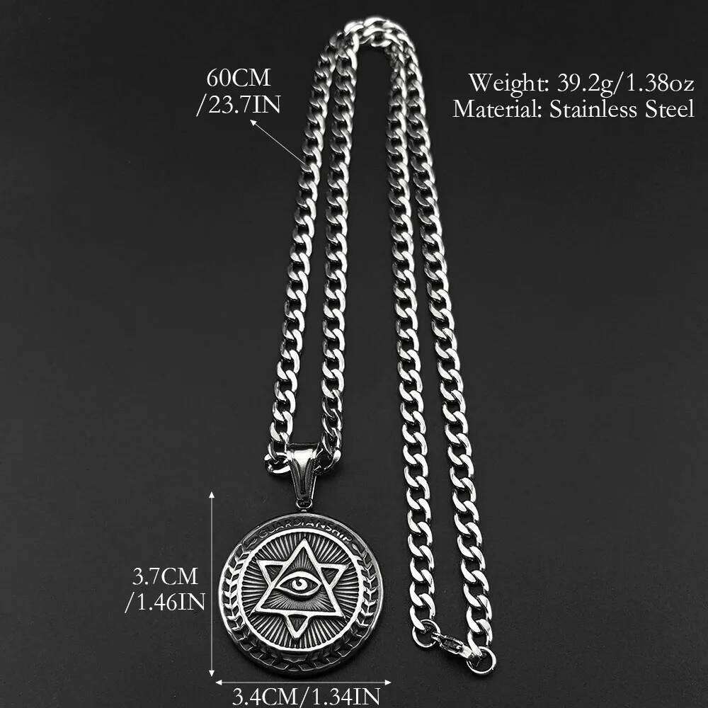 Jewish Israel Star David GUARDIANSHIP Necklace Women Men Stainless Steel Eye of Providence Judaica Hexagram Chain Jewelry H260312