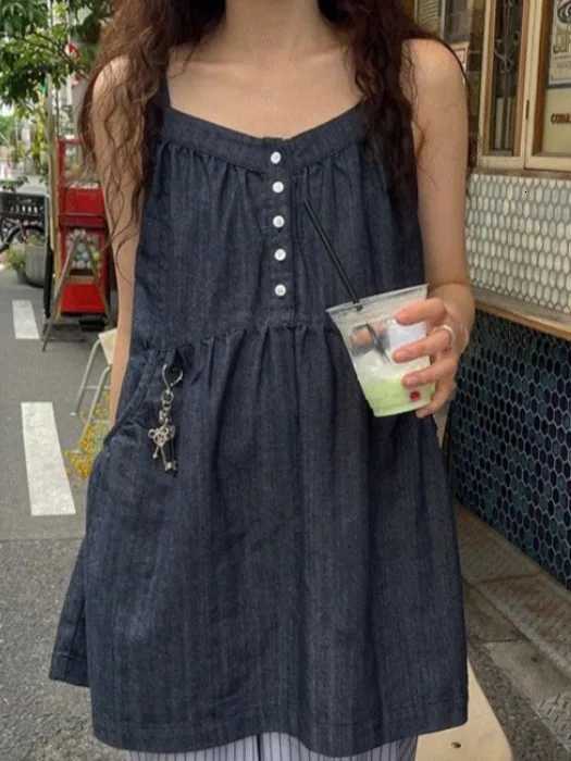 Korean Sle ort Denim Overalls Womens Faionable Summer Dr Vest Dr No Brand Commute Sle 00 Other MaterialT260314