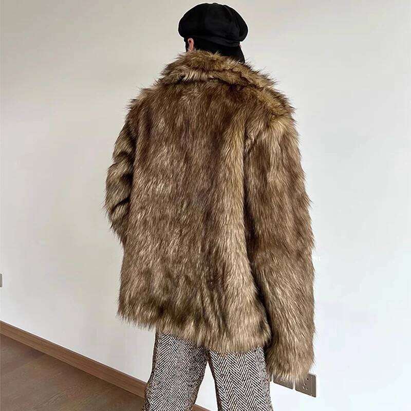 Men's fur raccoon short coat Wolf hair casual warm personality jacket Z260313