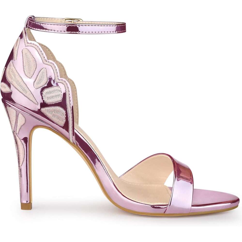 Women S Butterfly Heels Metallic Stiletto Heel Sandals MOJIDASHU
