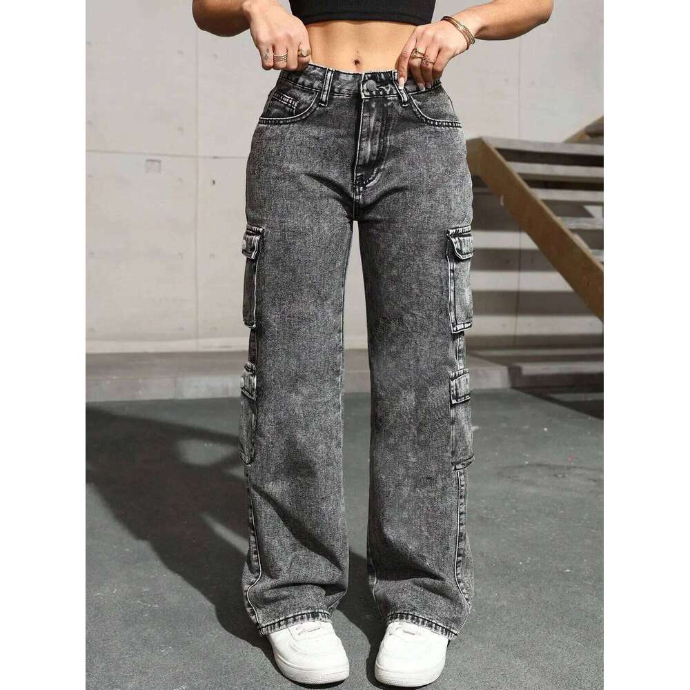 Womens Y2k Jeans High Waist Stretch Cargo Pants Multiple Pockets Casual Trousers For Ladies Fashion Retro Style Z260313