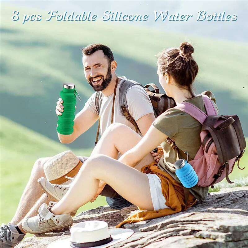 2525+ Reusable Silicone Foldable 500 Ml Portable Travel Water Cups with Leakproof Twist Z260313