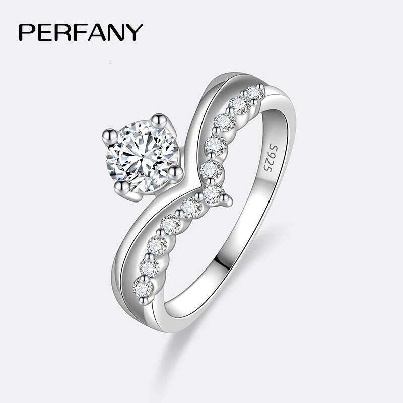 PERFANY 0.5CT Moissanite Ring for Women S925 Pure Silver V-shaped Design Elegant Laboratory Diamond Fashion Jewelry H260312