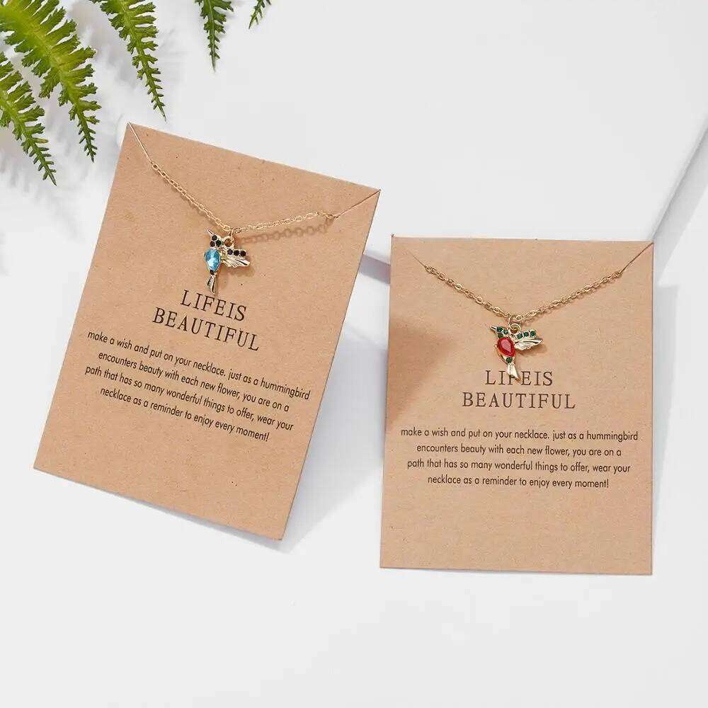 New Crystal Animal Hummingbird Necklaces For Women Fashion Jewelry Gold Color Chain Birds Pendant Choker Collares Joyeria Mujer H260312