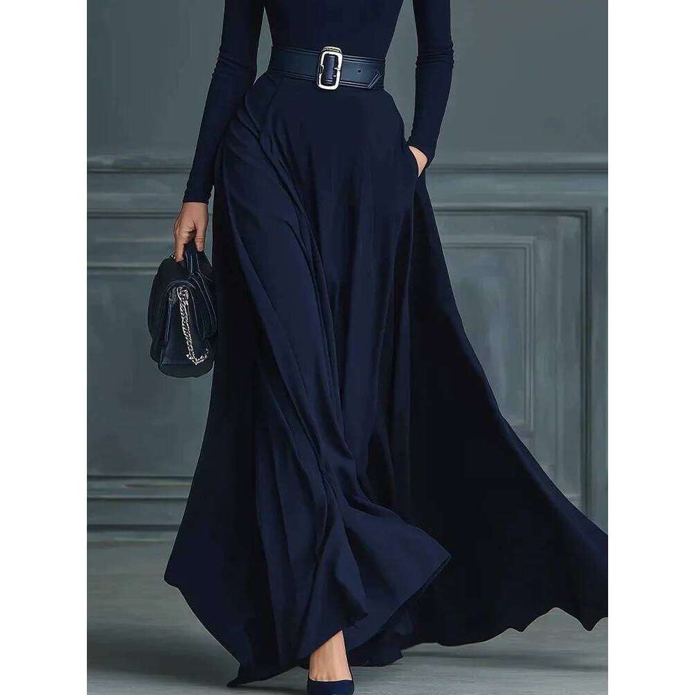 Long Sleeve Simple Holiday Party Women Autumn Turtleneck Elegant Maxi New Patchwork Slim Fit Ladies Dress Vestidos Z260313