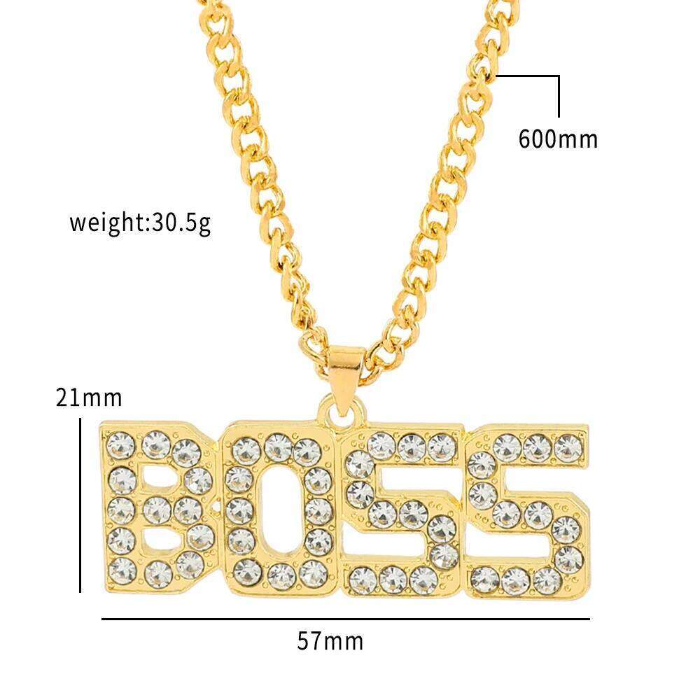 Men Women Hip Hop BOSS Pendant Necklace Chain pendants Necklaces Fashion Punk Jewelry Gifts H260312