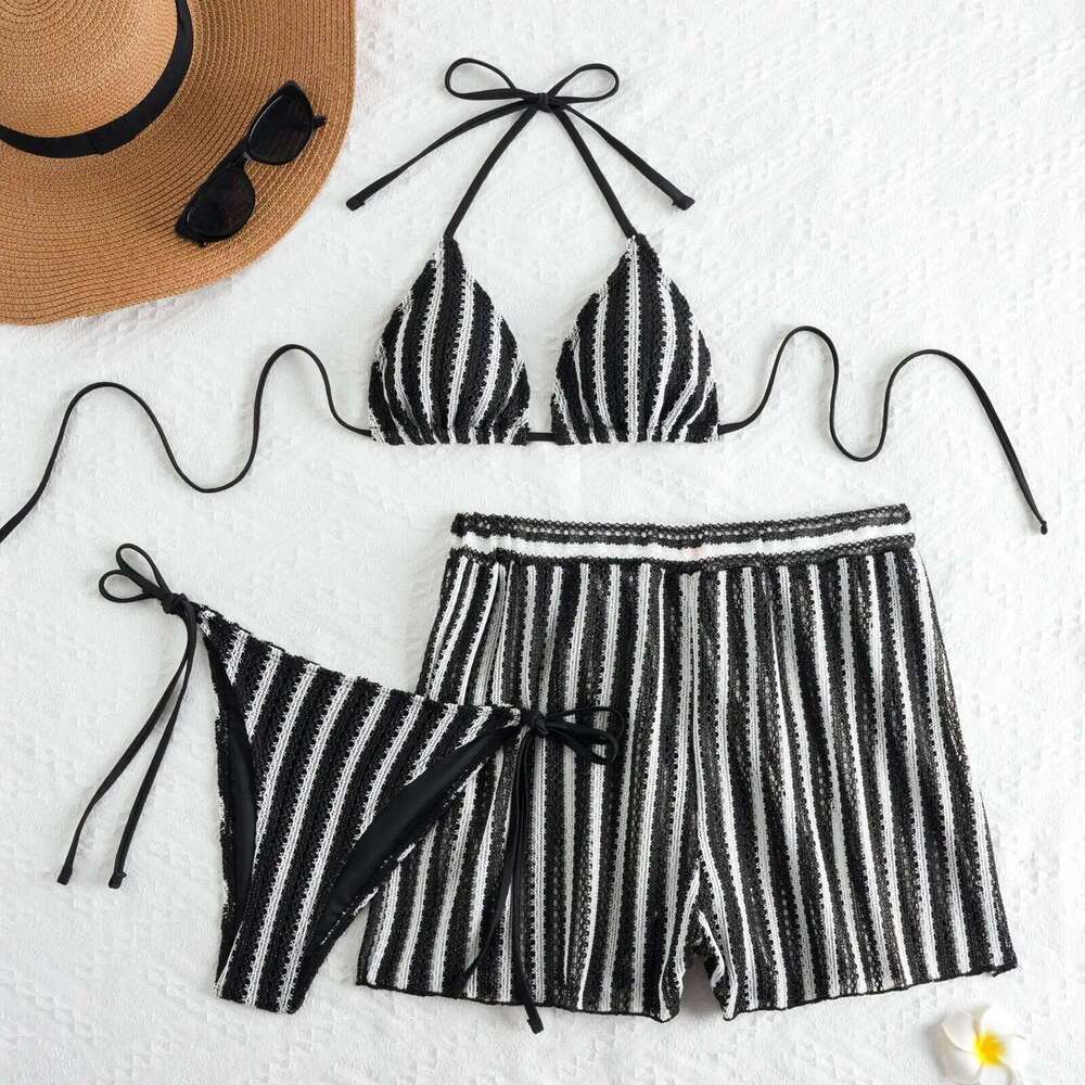 2026 Triangle String Bikinis Women 3 Pieces Swimwear Female Sexy Padded Swimsuit Bathers Bathing Swimming Swim Suit Beachwear Y260303