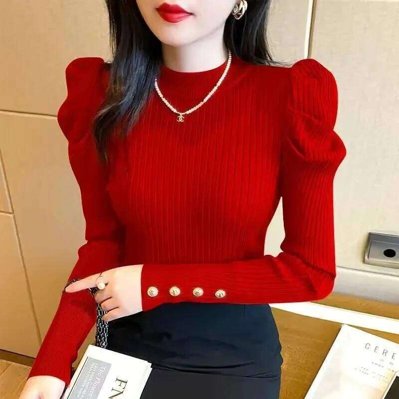 Women Autumn Winter Turtleneck Sweater Vintage Solid Basic Knitted Tops Casual Slim Pullover Korean Fashion Simple Chic Jumpers Z260313