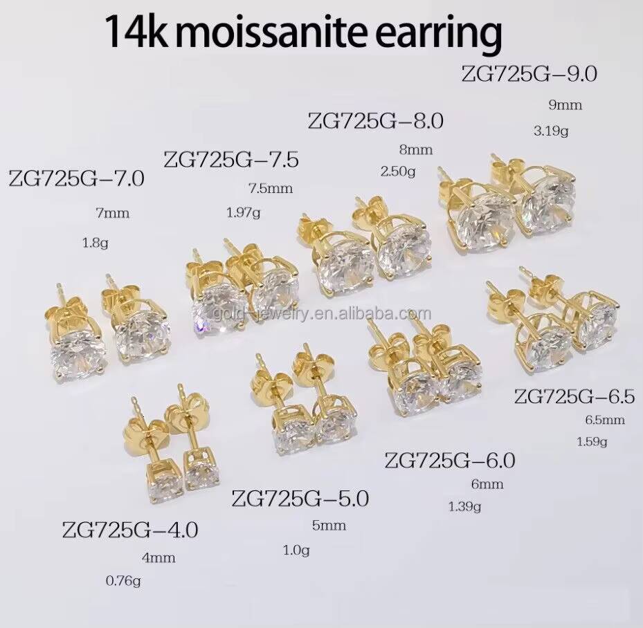 Semi Mount Earrings 14k Gold Jewelry VVS Moissanite Studs Earrings Popular Design