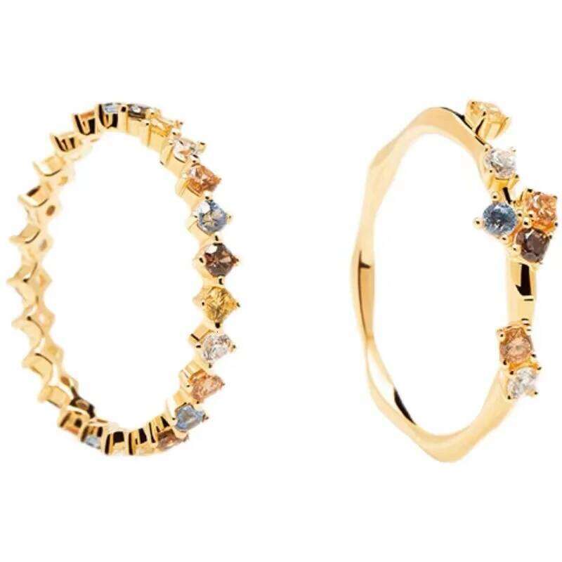 New 925 Sterling Silver Color Zircon Simple Charm Personality Women Ring Birthday Party Gift for Friends Exquisite Jewelry H260312