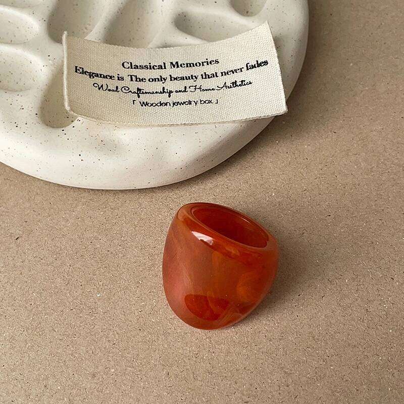 1-piece Bohemian retro style irregular resin blend ring women, fashionable and versatile, suitable for daily wear H260312