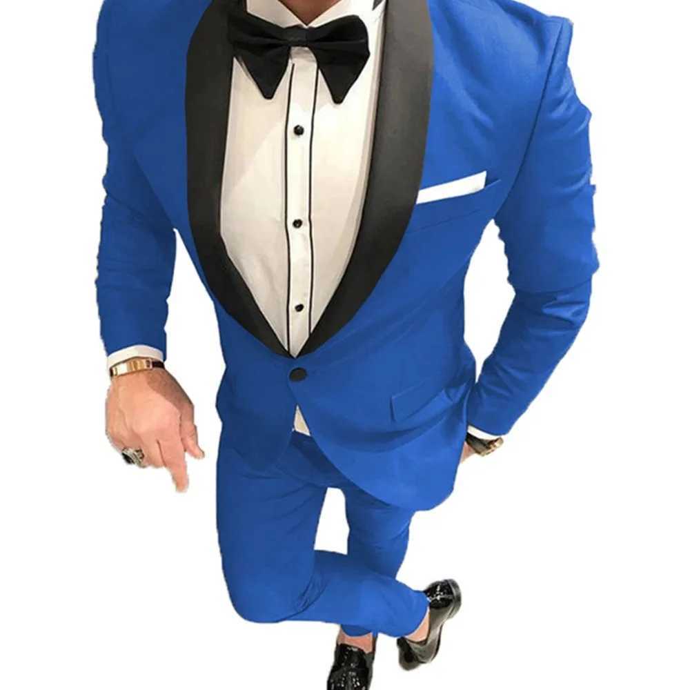 Solid Man Double-breasted 2 Piece Suit with Peak Lapel for Men Wedding Business Casual Graduation Outfit Set a04 M260313