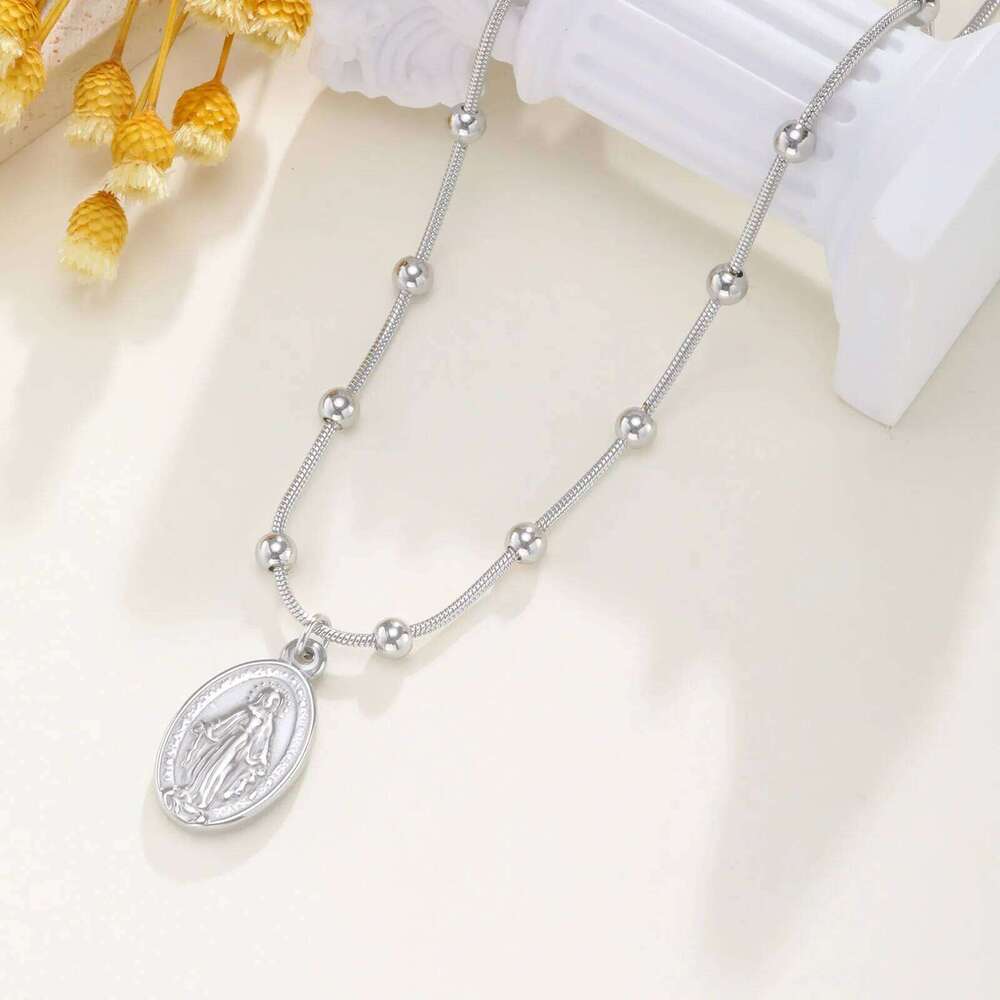 Stainless Steel Rosary Chain Virgin Mary Pendant Necklaces Faith Jewelry For Everyday Wear H260312