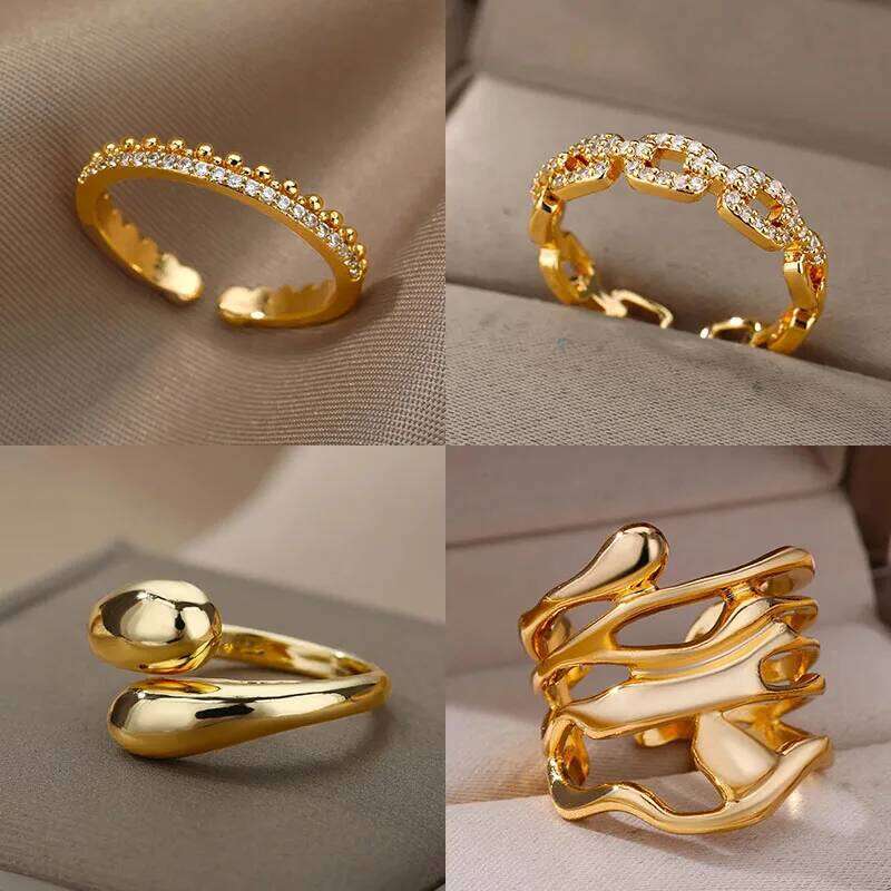 2025 Korean Adjustable Stainless Steel For Women Simple Engagement Wedding Rings Fashion Jewelry Accessories Gift H260312