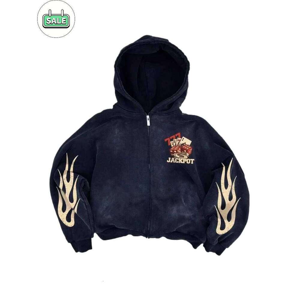 New Trend Y2K Personalized Printed Sweatshirt Men's Harajuku Jacket Gothic Zipper Casual Sportswear Loose Fashion Hoodie 26Y0313