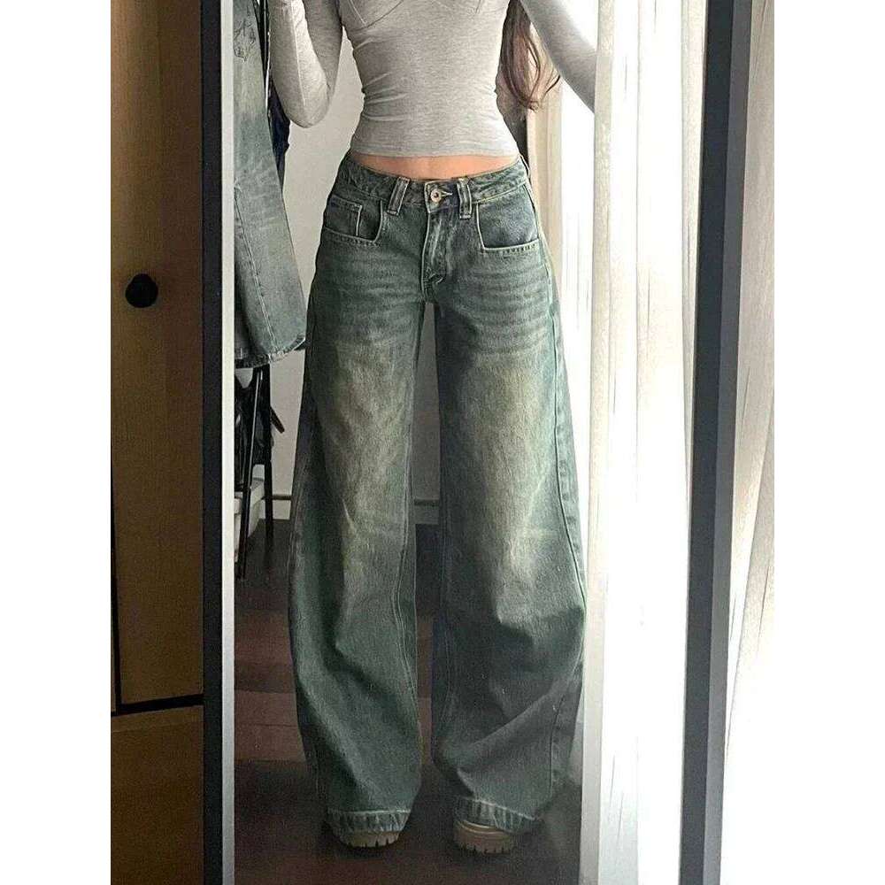Y2K Vintage Women Loose Harajuku Casual Denim Pants High Waist Wide Leg Jeans American Streetwear Female Pockets Trousers Z260313