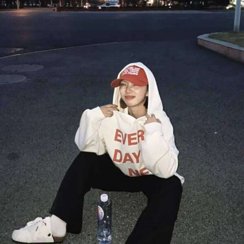 Hoodies Women All-match Letter Printed Chic Loose Fit Couples Korean Fashion Daily Autumn Outwear Students Hooded Clothing Ins Z260315