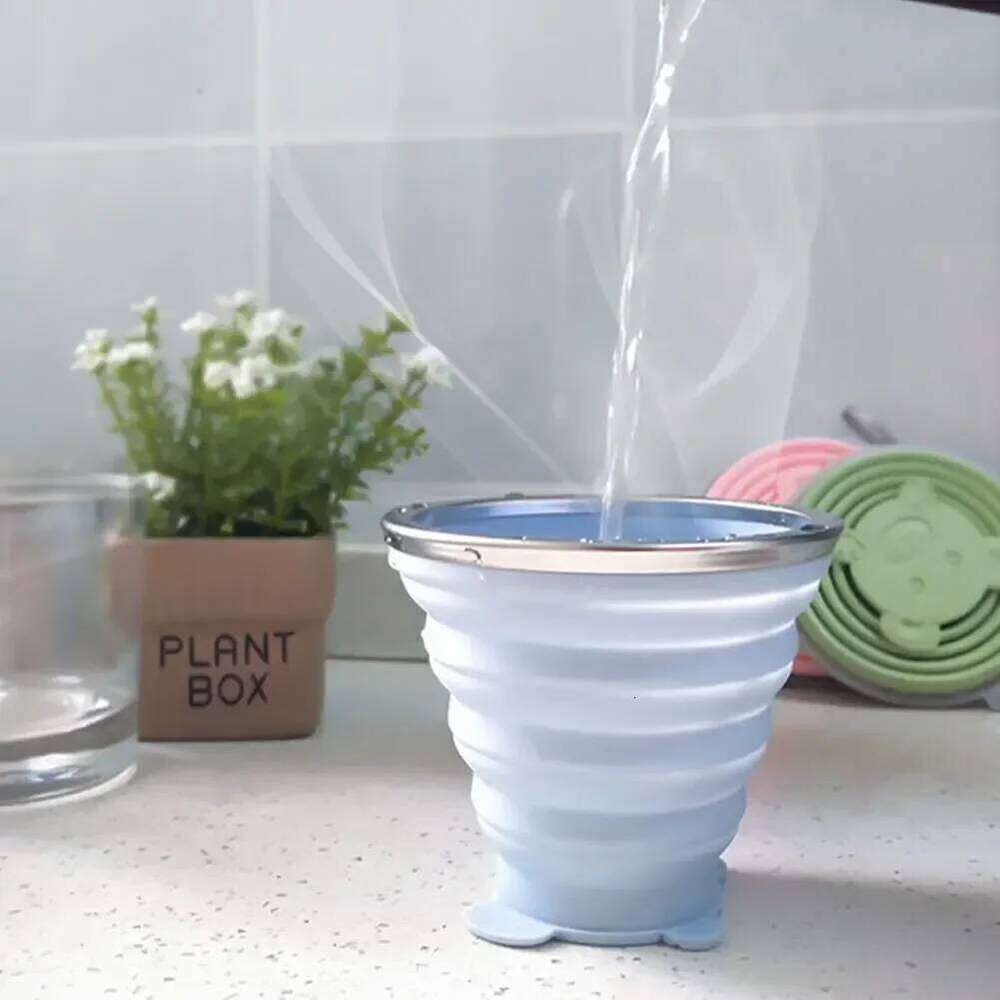 270ml Food Grade Travel Silicone Retractable Folding Water Coloured Portable Outdoor Coffee Mouthwash Cup Z260314