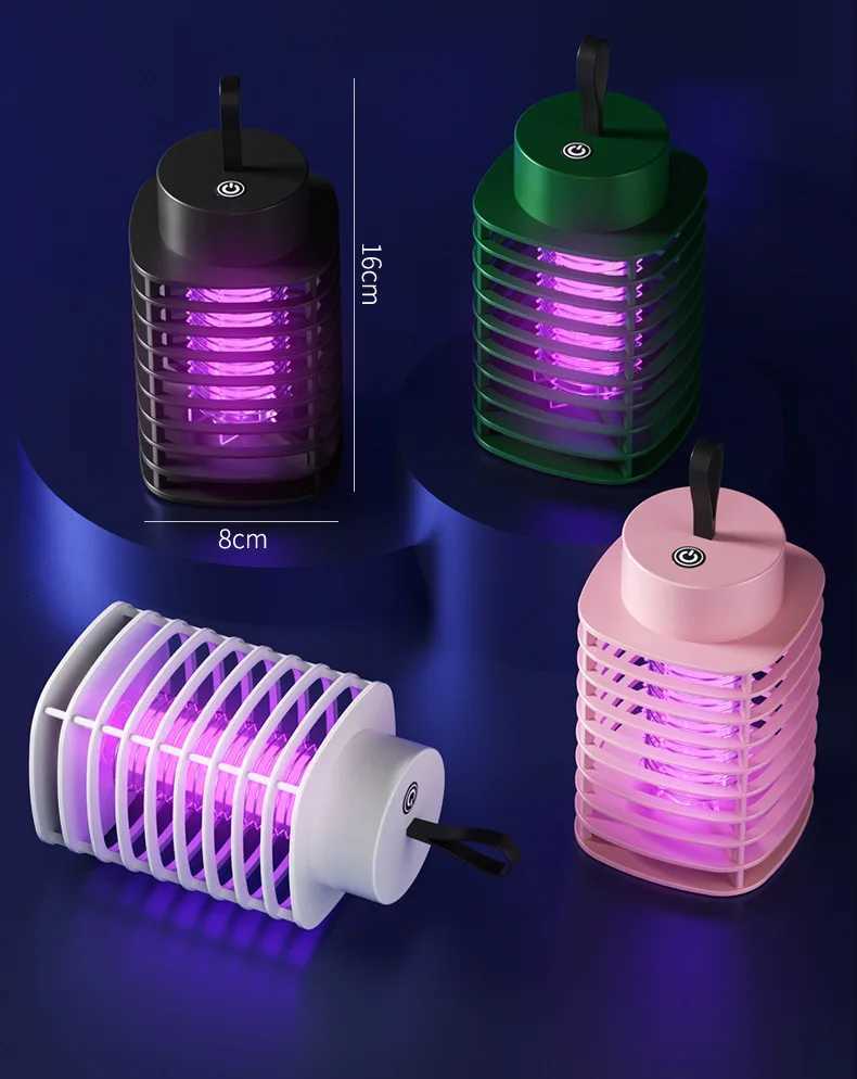 Electric Shock LED Mosquito Killer Lamp Indoor USB Rechargeable Portable Electric Fly Trap Mute Anti Mosquito Lamp H260313