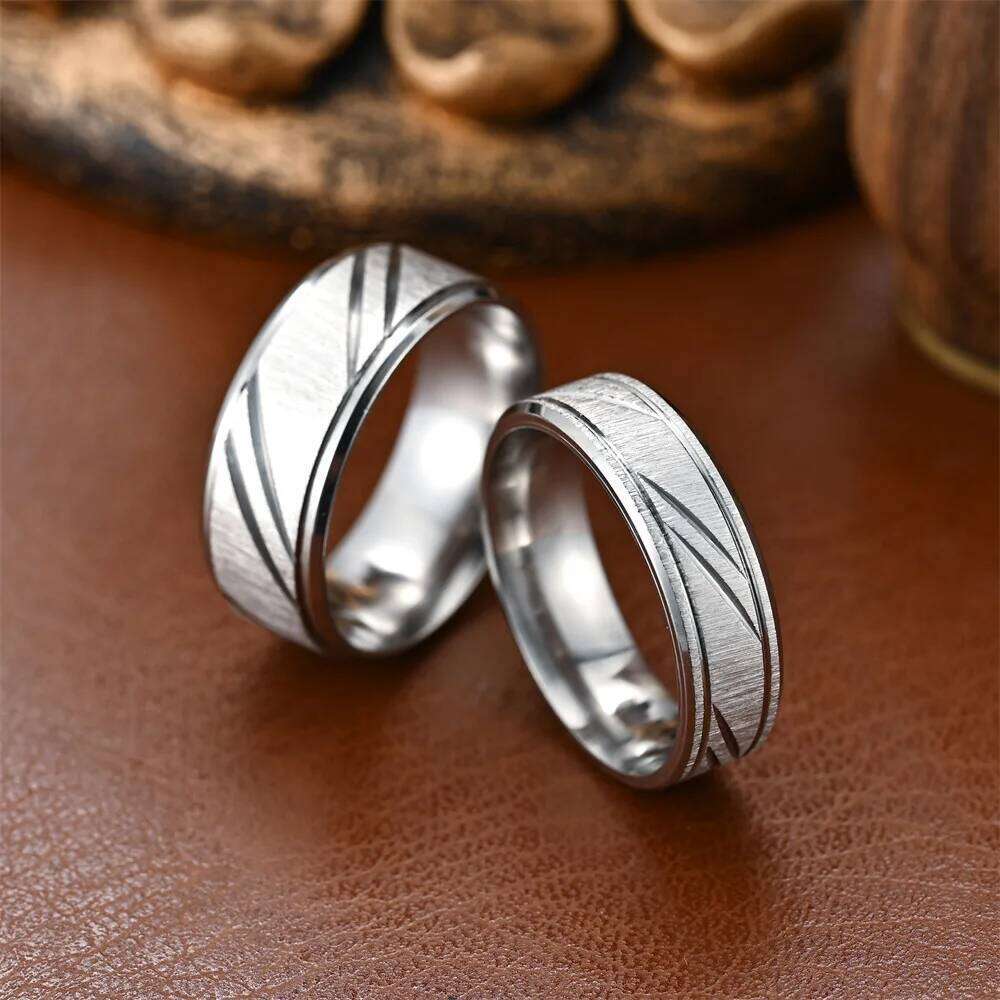 2024 New Hot Selling Stainless Steel Slash Couple Rings For Women Men Jewelry Accessories Wholesale Size 7-12 H260312