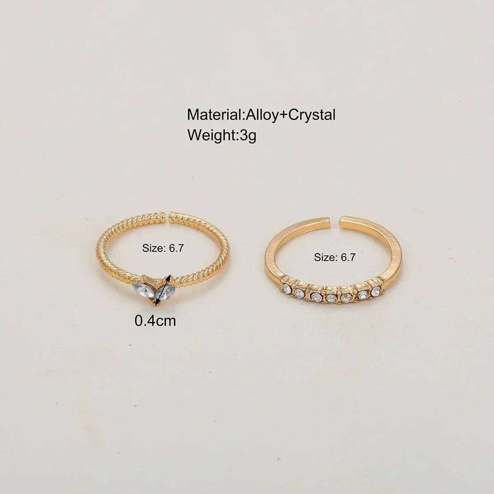Gold Silver Color Heart Rings Set for Women Girls Luxury Cubic Zirconia Twist Wedding Ring Adjustable Fashion Jewelry Gifts H260312