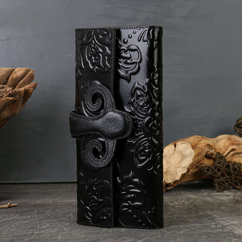 Luxury Bags Totes Genuine Leather Wallet For Women Long Style Top Layer Cowhide Horizontal Multiple Card Slots Vintage Embossed Money Clip Chinese Clu