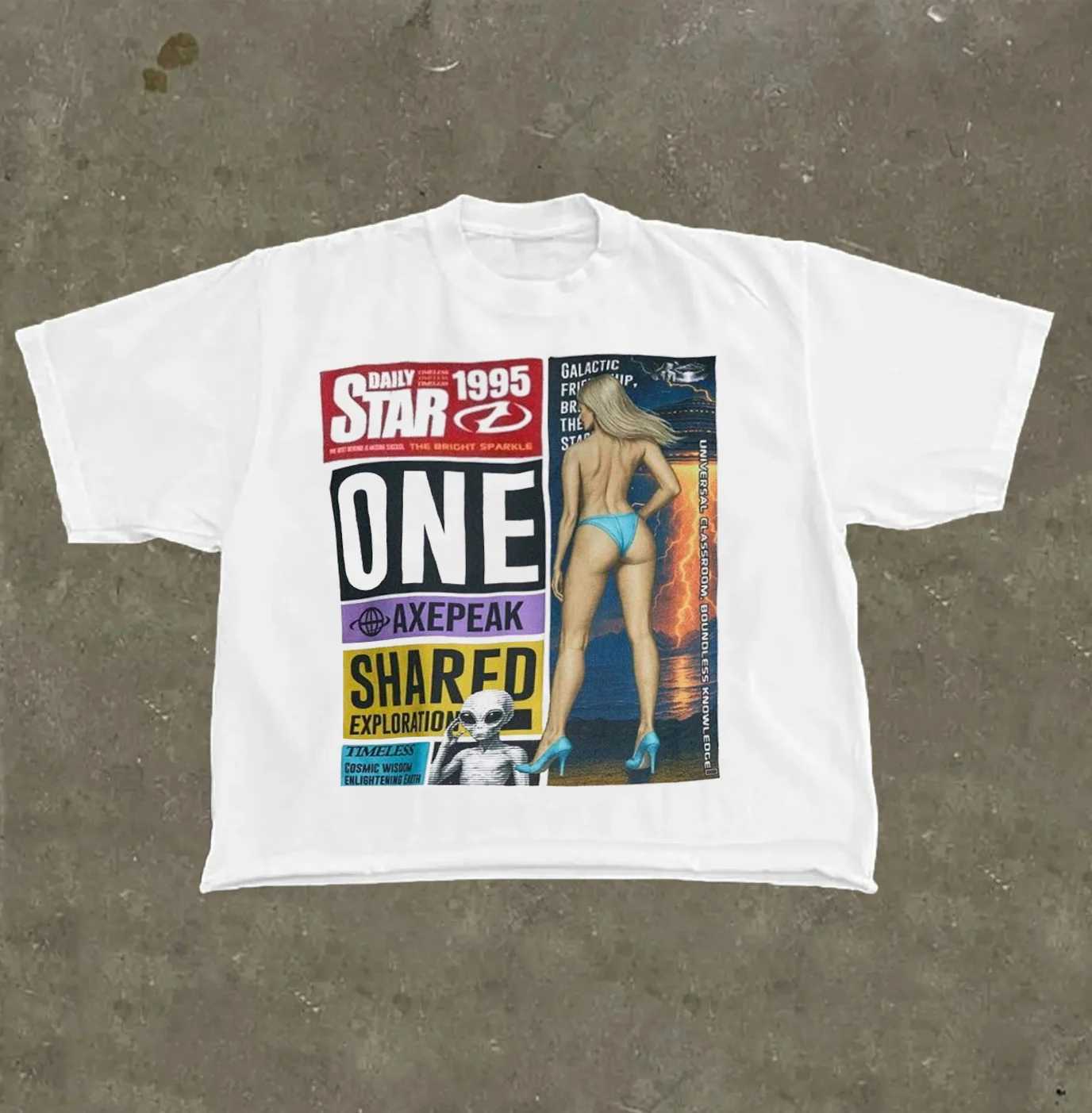 Y2k Top Oversized T-shirt Harajuku Goth Street Retro Men Hip Hop Women T-shirt Summer American Alphabet Print Graphic T-shirt D260313