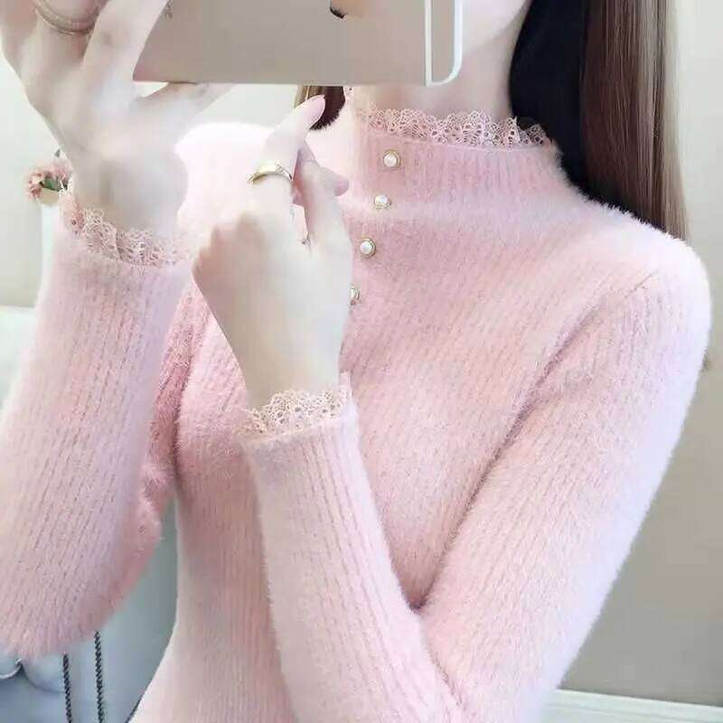 2023 Autumn Winter Thick Women Knitted Ribbed Pullover Sweater Long Sleeve O-neck Slim Jumper Soft Warm Pull Femme Tops Z260313