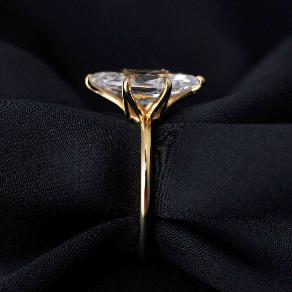 Potiy Vintage 9ct 5A Marquise Shape Cubic Zirconia Solitaire Engagement Ring For Women 925 Sterling Silver 14K Yellow Gold H260312