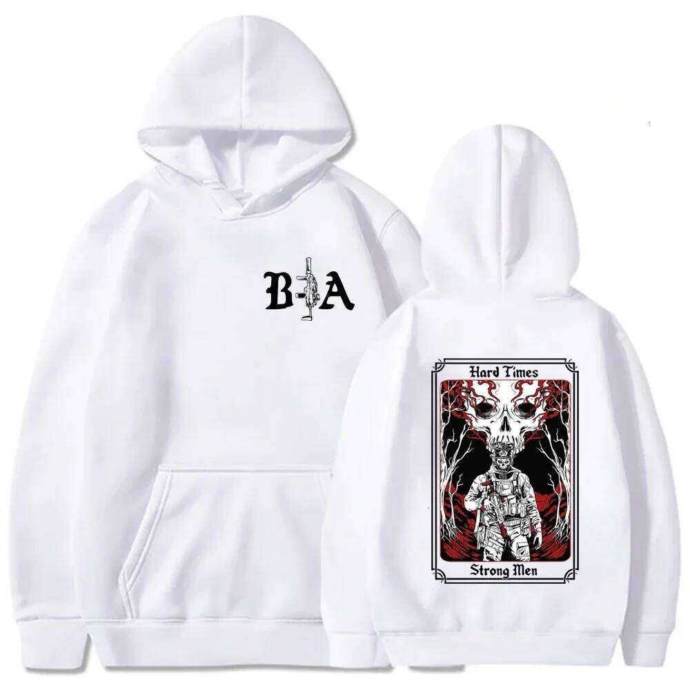 Autumn and winter sweatshirt hard times print men's street casual fashion warm long-sleeved hoodie outdoor sports shirt Z260314