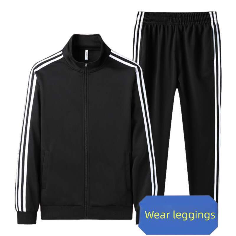 Spring Autumn Thin Jacket Sportswear Men's Casual Three-Stripes Outdoor Running Hoodie And Sweatpants Two-Piece Set