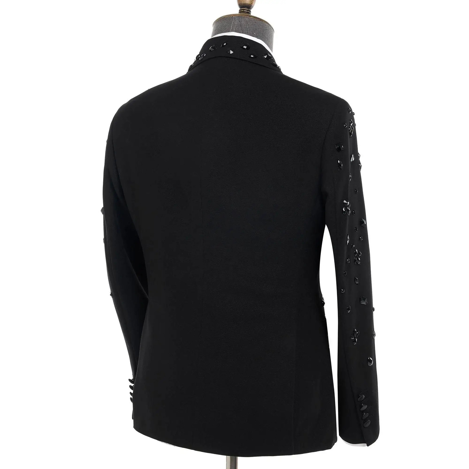 y Gold Crystal 2 Pieces Mens Suits Double Breasted Black Tuxedo Blazer for Wedding Groom Business Dinner Party 260312