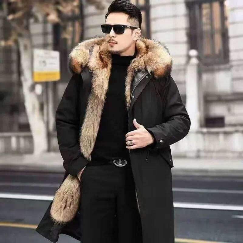 Lined Parkas Men Faux Fur Big Size Hooded Warm Coat Snowsuit High Quality Clothing Zipper Long Sleeve JJ991 Z260313