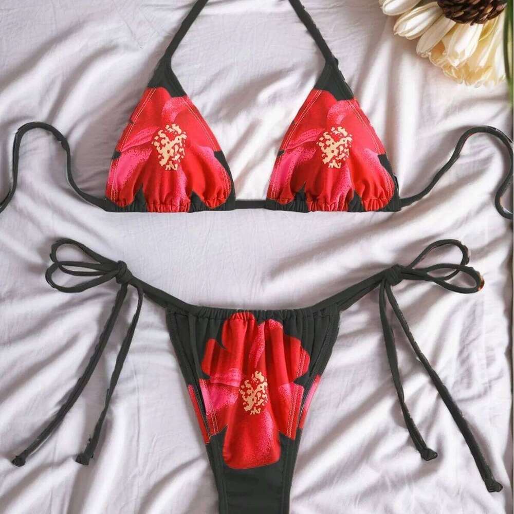 Women 2024 New Accounting Strap Printed Split Swimsuit Bikini Y260303