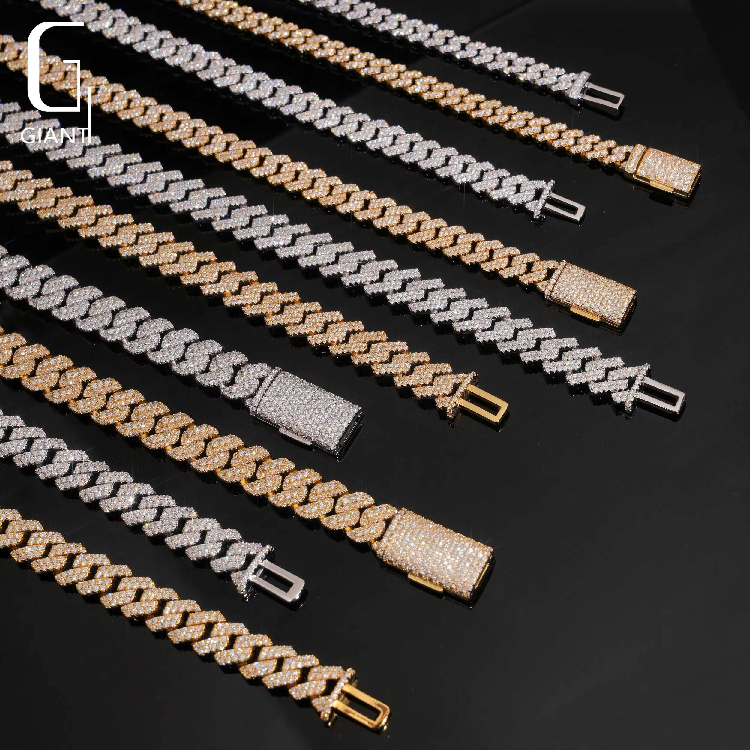 Miami Cuban Link 8mm 10mm 925 Sterling Silver Cuban Chain Necklace GRA Certificates VVS Moissanite Chains Fine Jewelry Necklace