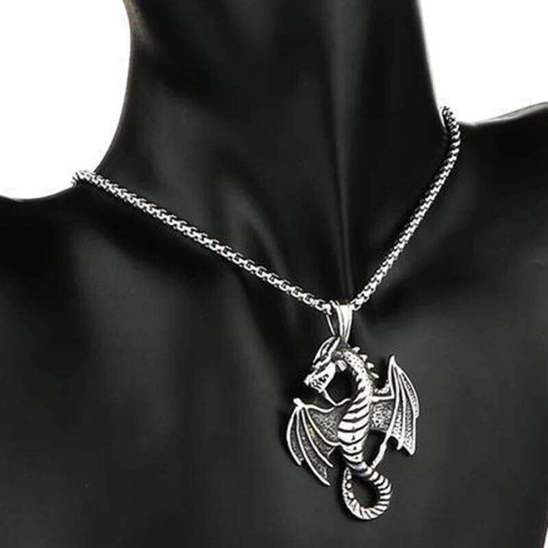 Evil Dragon Pendant Necklace for Men Women Hip Hop Punk Stainless Steel Keel Chain Fashion Jewelry Trendy Accessories Gifts H260312