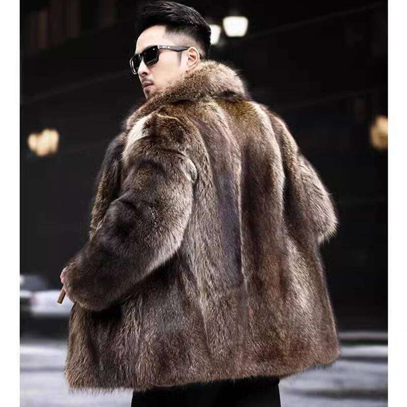 Men's mink coat Medium length fox fur thickened to keep warm in winter Z260313