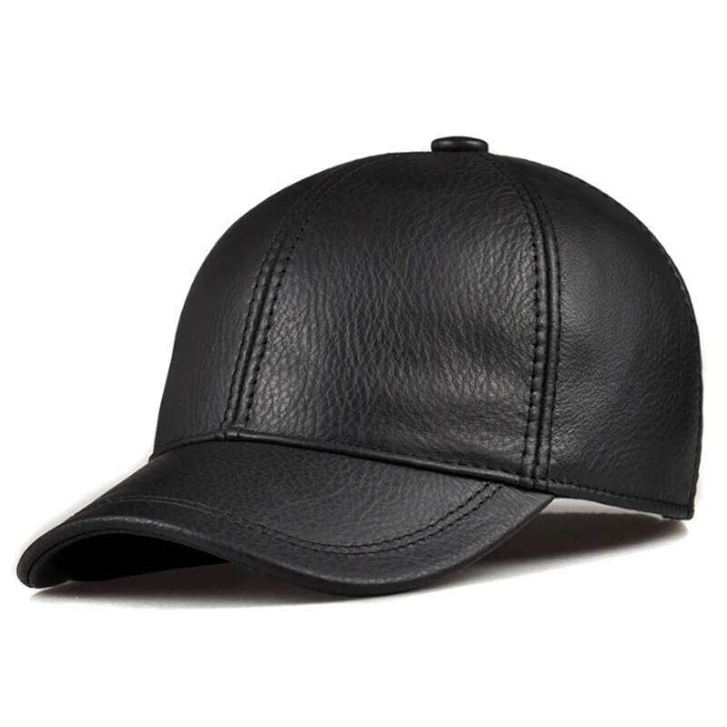Sales Winter men brown/black Color Real Leather Baseball Caps Men Ladies Youth Duck Tongue Wamr Hats Hip Pop Bonnet Femme Z260313