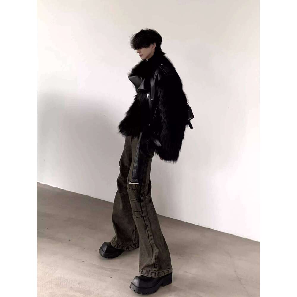 Mauroicardi Winter Short Cool Black Thickened Warm Pu Leather Patchwork Faux Fur Moto & Biker Coat Men Zipper Fluffy Jacket 2023 Z260313