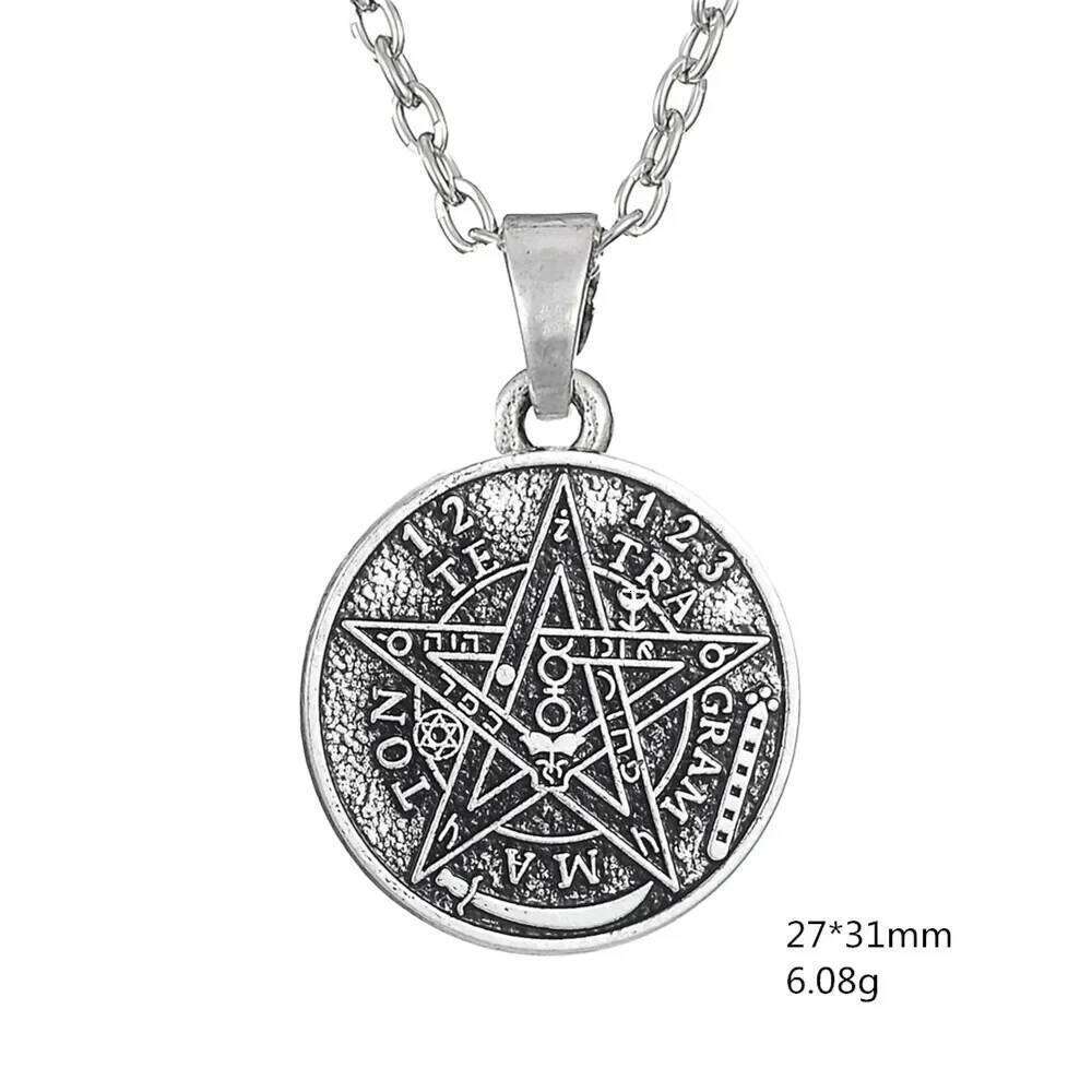 Skyrim Tetragrammaton Pentagram Wicca Pendant Necklace Men's Fashion Retro Talisman Birthday Jewelry Gift H260312