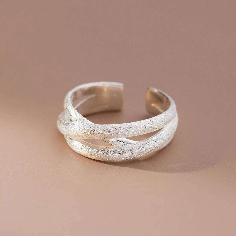925 Sterling Silver Frosting Overlapping Rings For Women Wedding Jewelry Wholesale H260312