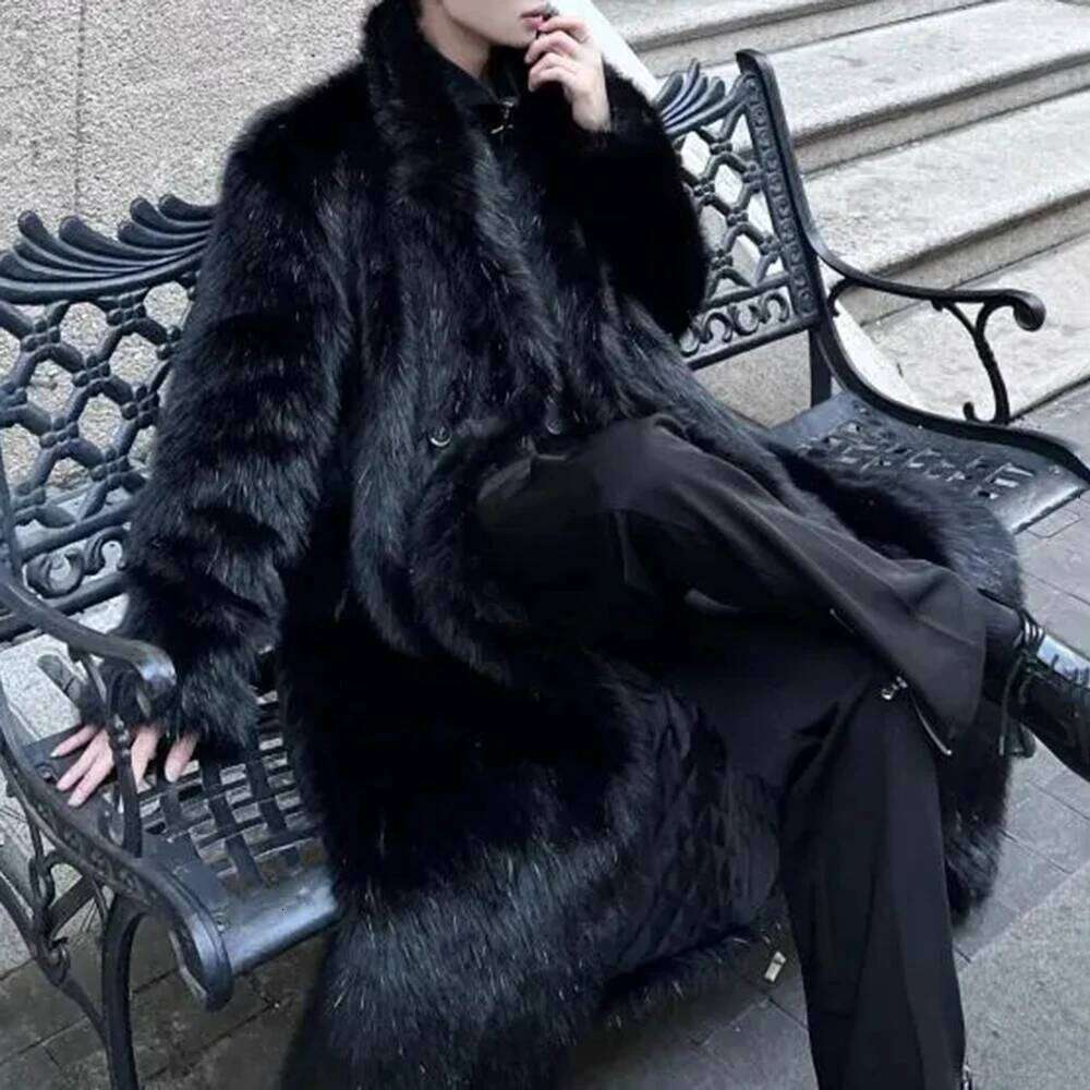 Mens Faux Fur Furry Warm Autumn Winter Streetwear Fashion Trend Youth Soft Comfort Mid-Length Coat Men'S Clothing JJ770 Z260313