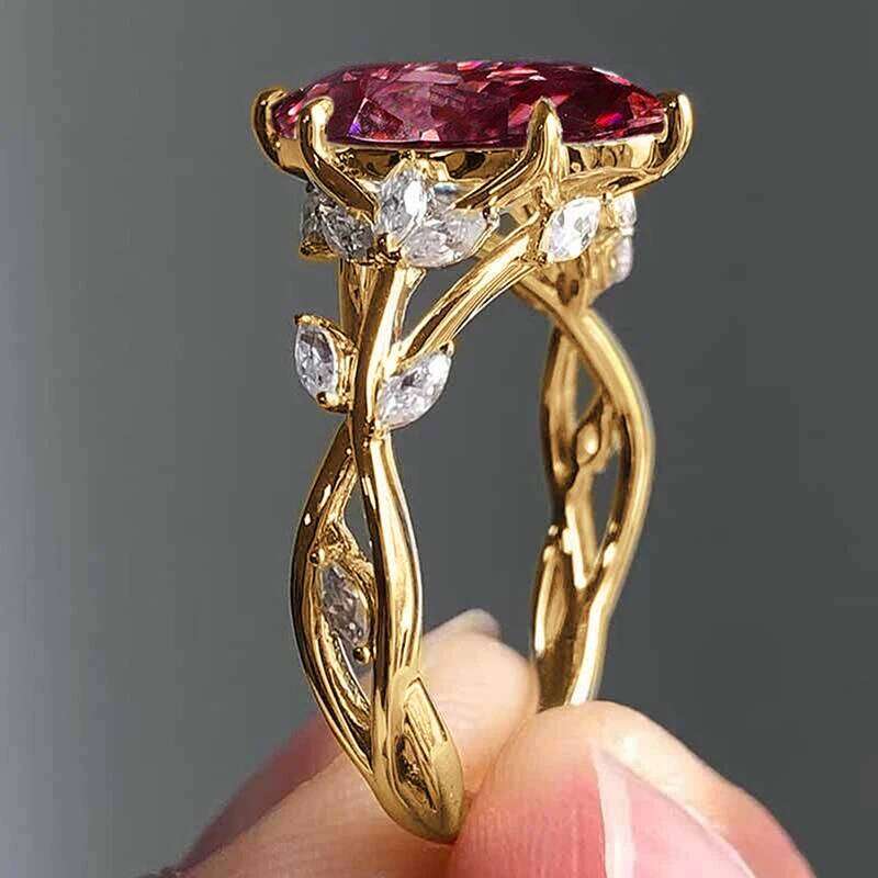 Huitan Aesthetic Marquise Cut Zirconia Ring Women Gorgeous Gold Color Finger Accessories for Engagement Party Jewelry H260312