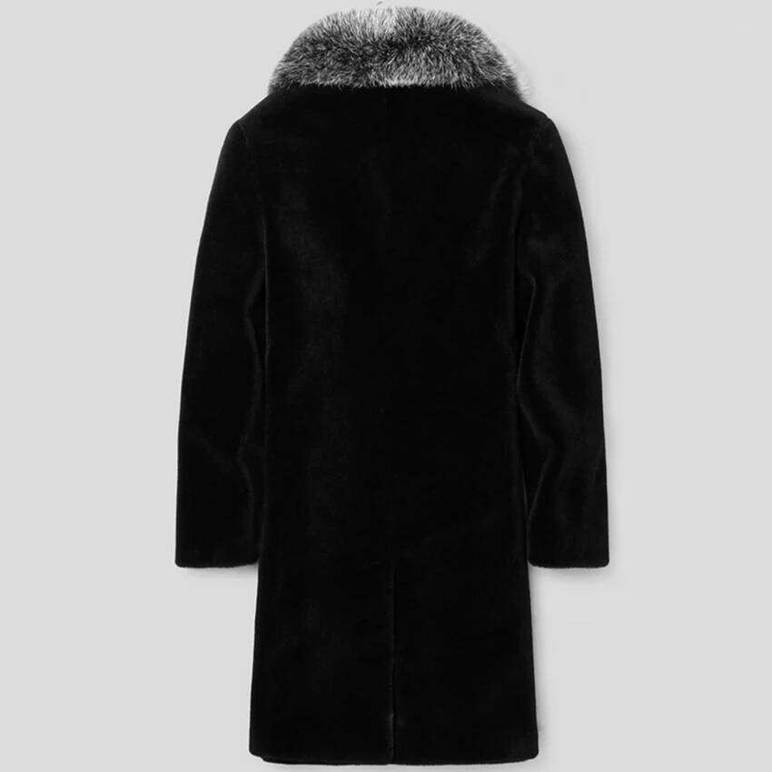 Men's winter thermal Mink long Fox hair large fur collar casual plus-size trench coat Z260313