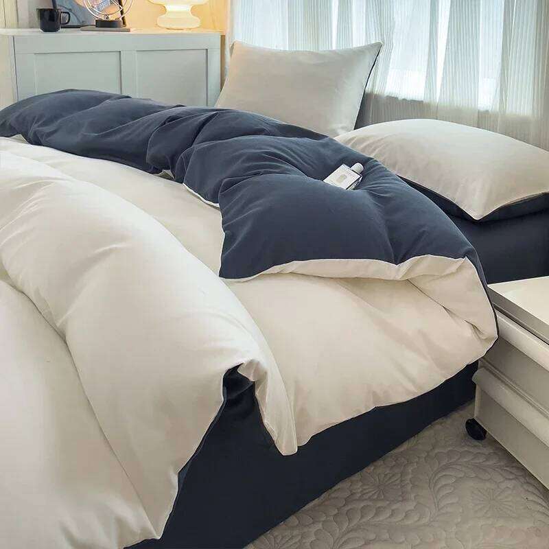2-side Solid Color Brush Fabric 4 Pieces Duvet Pillowcase Bedding Set Bed Sheet Quilt Cover Single Queen King Size H260312 - view 3