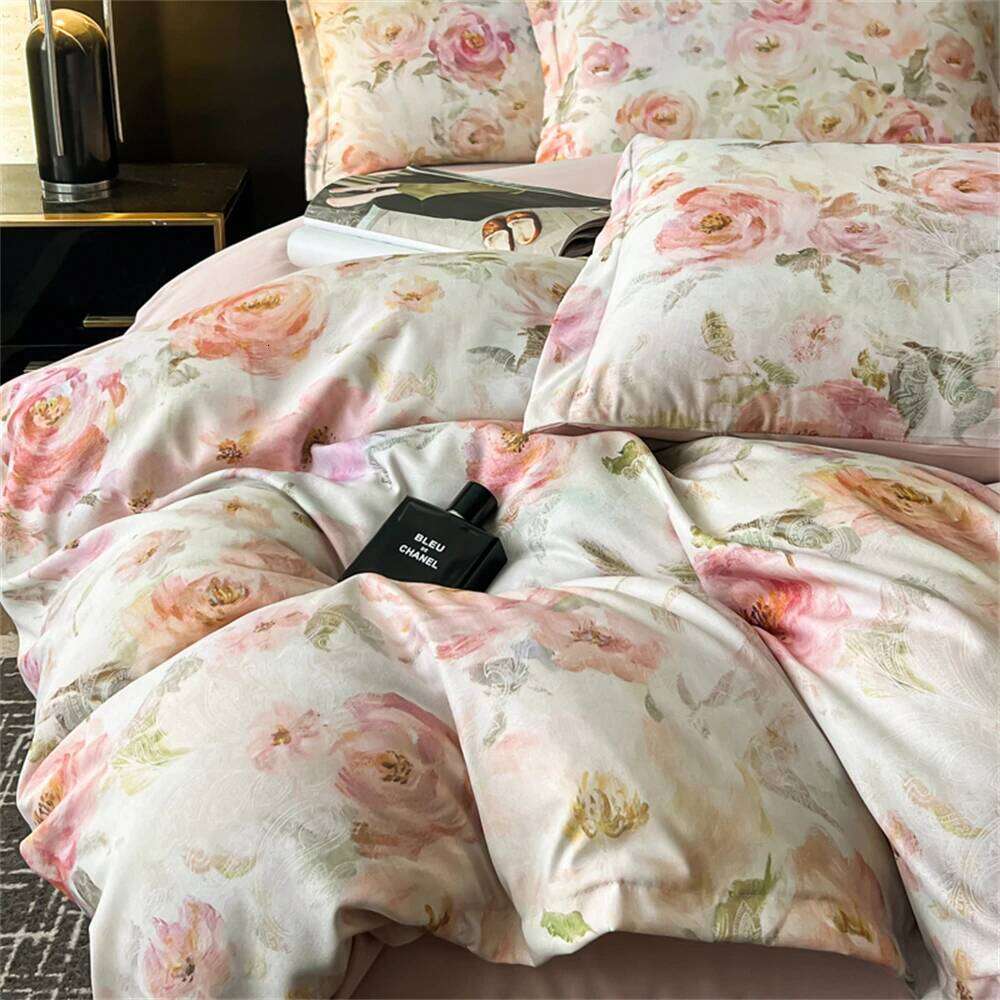 Flower Printed Bedding Soft Bedroom Decor Comforter Duvet Cover Pillowcase Bed Sheet Washed Cotton Four Piece Set H260311 H260312 - view 6
