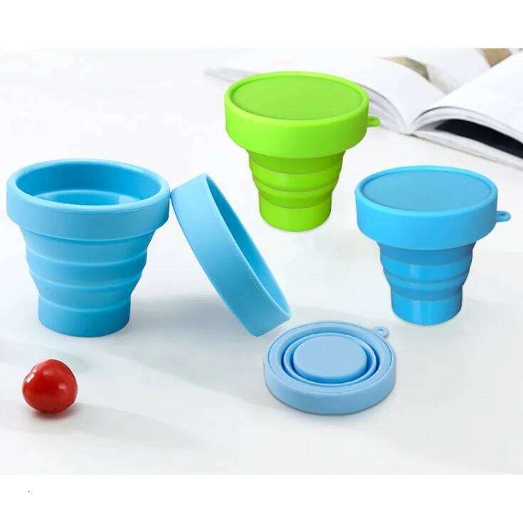 Household Water Outdoor Travel Silicone Gargle Retractable Mini Portable Compression Folding Cup Z260314