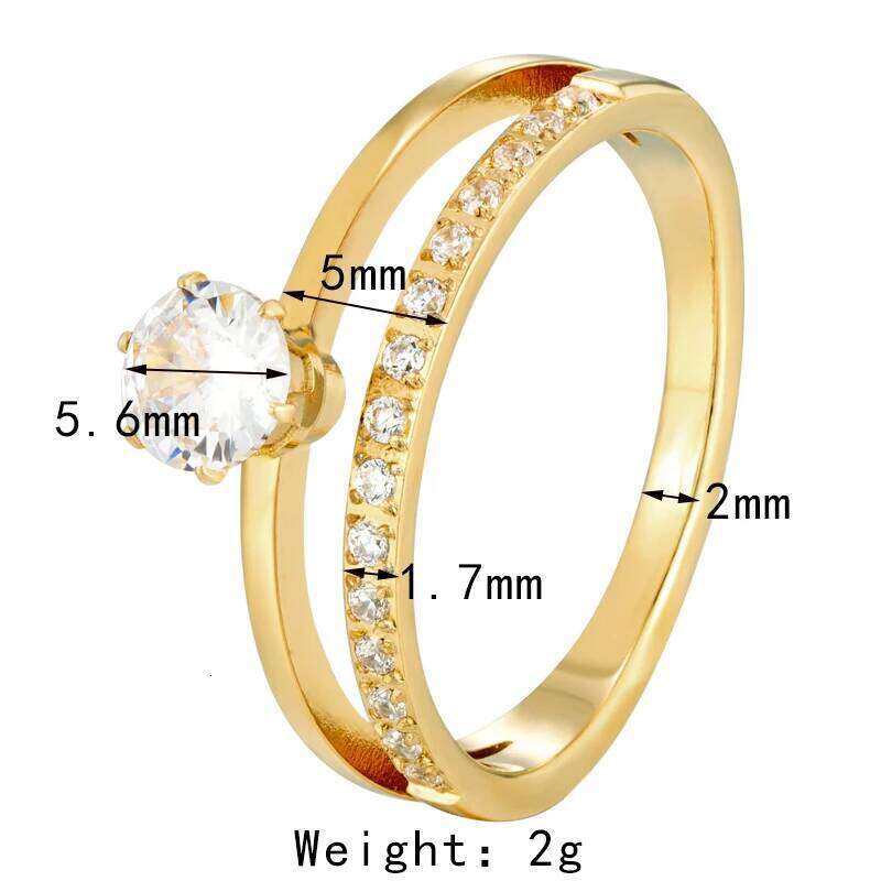 Classic Design Double Prong Set Crystal And Zircon Ring Stainless Steel High Quality Jewelry Wedding Couples Romantic Gifts H260312