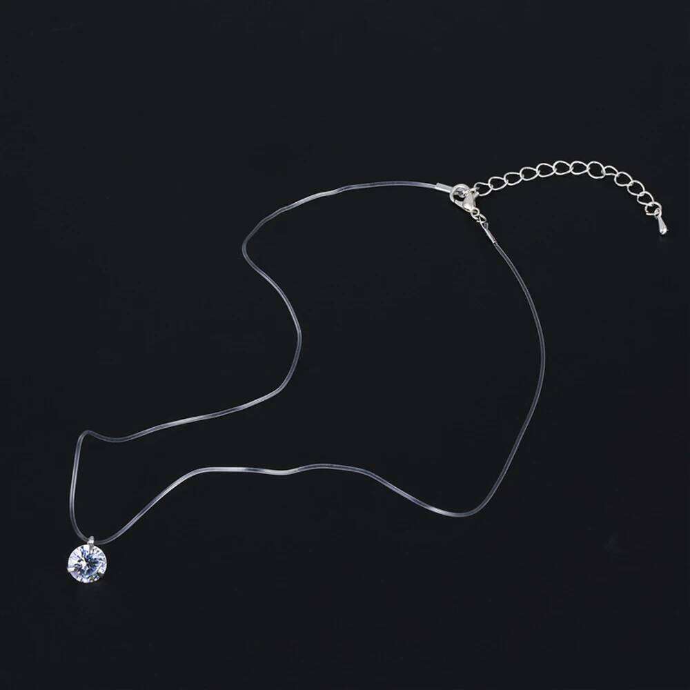 2024 New Female Transparent Fishing Line Silver Color Invisible Chain Women Rhinestone Choker Necklace H260312
